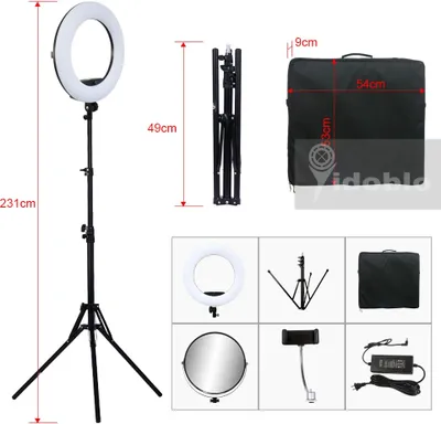 Image de Kit d'éclairage annulaire à LED, bicolore 3200K-5500K, puissance 96W, kit blanc