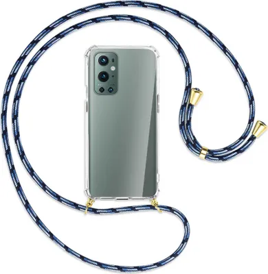 Produktbild von Handykette Backcover-Schutzhülle mit Band (Metall goldfarben) für OnePlus 9 Pro - Blautöne