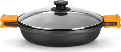Produktbild von BRA Efficient A270530, Auflaufform, Rund, Aluminium-Guss, Keramik, Halogen, Versiegelte Platte, Gas, Induktion, Orange, Schwarz, 4,1 l