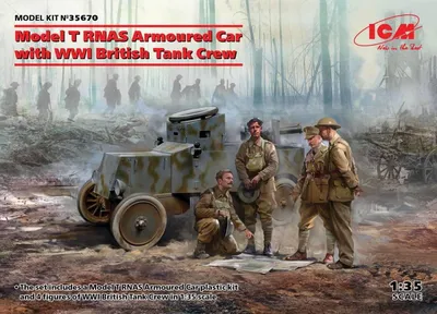 Produktbild von ICM 35670 - 1:35 Model T RNAS Armoured Car with WWI British Tank crew - Neu