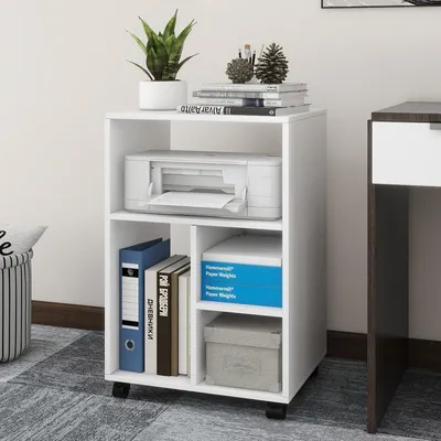Productafbeelding van Printerkast - Bijzettafel - Met wielen - Kantoor - 50 x 40 cm