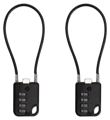 Image de 2 cadenas numériques à 4 chiffres, avec câble en acier de 20 cm, robustes, pour sacs à dos, voyages, bagages, casques, scooters