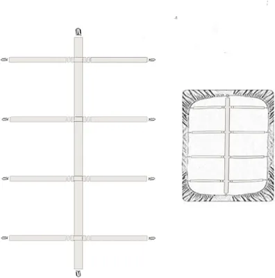 Imagen del producto de Sujetadores elásticos para las esquinas de sábanas ajustables, juego de 4 unidades, color blanco, para cama y sofá