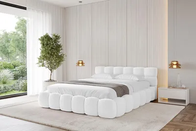Produktbild von ALTDECOR Polsterbett mit Bettkasten - LEYA-v1 - 140x200 - Weiß - Bett ohne Matratze, Doppelbett mit Stauraum und Latternrost, Boxbett mit Kopfteil