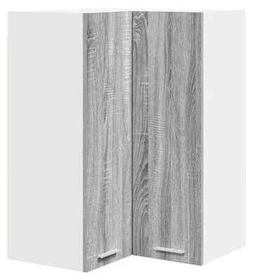 Produktbild von Eckschrank für Küche, Hängeschrank, Sonoma-Grau und Weiß, 57 x 57 x 80 cm