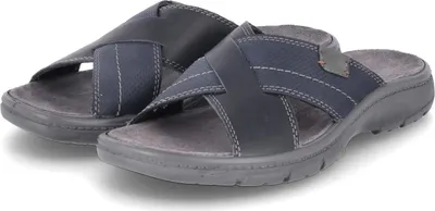 Produktbild von Beliano Herren Pantoletten Blau Schwarz Leder Synthetik Größe: 43