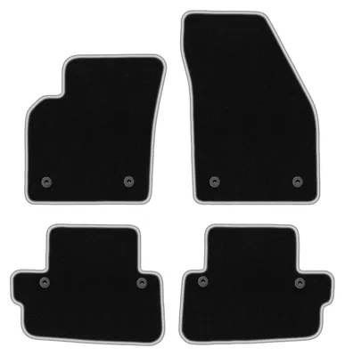 Produktbild von Fußmatten Automatten Velours Schwarz/Silber für Volvo C70 II 2005-2013 Set 4-tlg