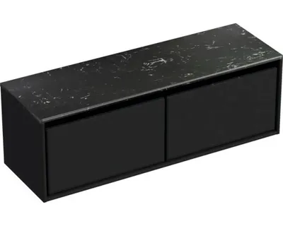 Produktbild von Waschtischunterschrank Sanox Loft BxHxT 141 x 47 cm x 46 cm Frontfarbe schwarz matt mit Waschtischplatte Kunststein schw