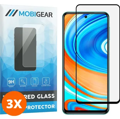 Produktbild von Mobigear Premium 9.98 Xiaomi Redmi Note 9 Pro Panzerglas Gehärtetes Glas Displayschutz - Hüllenfreundlich - Schwarz (3er Pack)