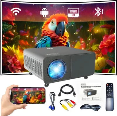 Obrázek produktu pro Projektor - Projektor - WLAN 2,4/5 GHz - Android TV - FULL HD 4K - 550 ansi autofocus - pro smartphony - pro notebooky, PC