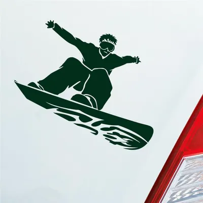 Produktbild von Auto Aufkleber Snowboard Snow Schnee Sport 10x9 cm Dunkelgrün Sticker Heckscheibenaufkleber