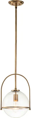 Obrázek produktu pro Závěsné svítidlo kov sklo E27 kulaté D: 28,9 cm V: max. 129,4 cm v mosazi starožitné kulové stínidlo vintage design