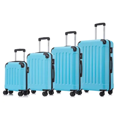 Produktbild von yonsly Premium Reisekoffer TSA-Schloss,YKK-Reißverschluss Hartschalen-Koffer Kabinenkoffer Rollkoffer Suitcase Handgepäck  (Hellblau, S-M-L-XL-Set)