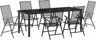 Produktbild von vidaXL Garten Essgruppe 7 pcs Anthrazit Pulverbeschichteter Stahl