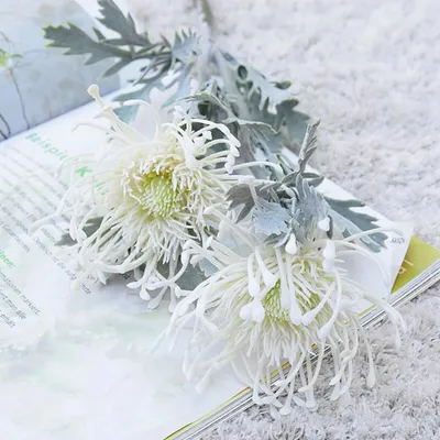 Immagine prodotto di Fiori artificiali, composizione floreale in miniatura, adatta per la decorazione d'interni, BIANCO, 1 pezzo