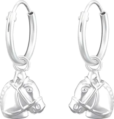 Produktbild von Creolen Ohrringe 925 Sterling Silber mit Pferdekopf