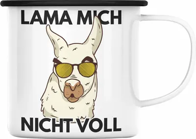 Produktbild von Trendation - Llama Mich Nicht Voll Emaille Tasse Alpaka Geschenk Lama-Liebhaber Geschenkidee Frauen (Schwarz)