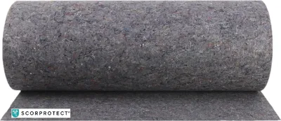 A roll of gray protective floor covering material.