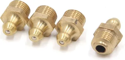 Produktbild von 4 Stück Messing M10 x 1 mm Gewinde Kegelschmiernippel Fettnippel Abschmiernippel gerade Schmiernippel für Auto