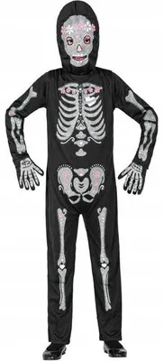 Produktbild von Widmann Kinderkostüm kleiner Skelettkopf Glitzer Halloween 116