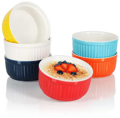 6er-Set Souffléschalen aus Keramik, bunt, 250 ml, ofenfest