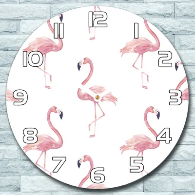 Produktbild von Wanduhr aus Glas Rund fi 30 Flamingo Aquarell Quarz Deko Schlafzimmer Büro