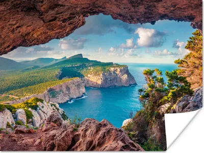 Produktbild von MuchoWow® Poster Höhle - Natur - Meer - Landschaft 120x90 cm - Wandbild