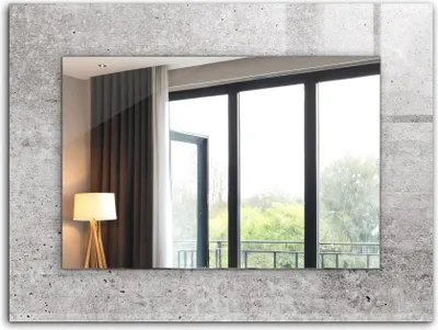 Produktbild von Dekorativer Wandspiegel - Bedruckter Spiegel - Motiv - 80x60 cm - Betonwandstruktur