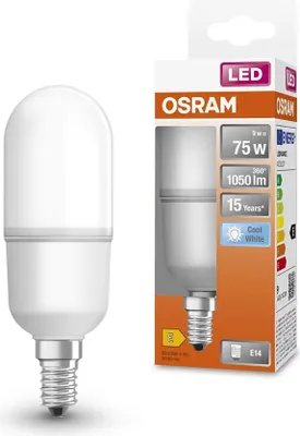 A product shot of an Osram LED lamp and its packaging.