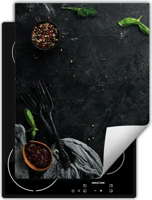 Image de DarHaus Plaque de recouvrement pour cuisinière Une pièce Cuisine Plaque de recouvrement pour plaque vitrocéramique Couverture pour plaque à induction Tapis enroulable 40x52 cm, ardoise - Épices - Chili