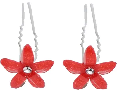 Produktbild von 2 Haarnadeln Strass Stern Blume rot
