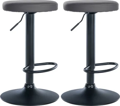 Produktbild von CLP 2er Set Barhocker Ponte Kunstleder höhenverstellbar und drehbar grau Material Gestell Metall matt schwarz