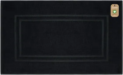 Produktbild von Lavea® Badematte 50x80 cm, Badteppich Bali aus Baumwolle, rutschfester Badvorleger, saugstarker Badezimmerteppich, 100% GOTS Baumwolle, Premium Frottier, Schwarz