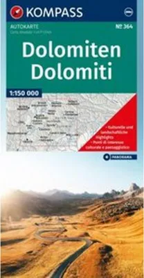 Obrázek produktu pro KOMPASS Automapa a panoramatická mapa Dolomiten / Dolomity 1:150.000