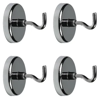 Produktbild von 4x Magnethaken Topfmagnet Magnet Haken Hakenmagnet Gewinde M4 Stark 12 kg Set