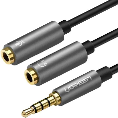 Produktbild von Ugreen Kabel Kopfhörer Splitter 3,5 mm Mini-Buchse AUX-Mikrofon silber (20 cm)