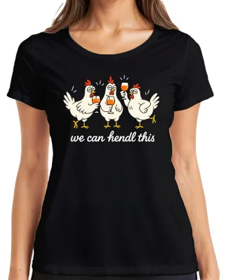 Produktbild von we can hendl this Hennen Party Lustig JGA Statement Sarkasmus Huhn Damen T-Shirt, Schwarz, S