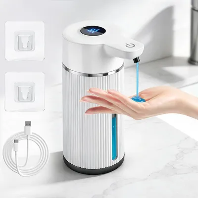 Productafbeelding van Automatische zeepdispenser, 420 ml, LCD-display, USB-oplaadbaar, IPX5, wit