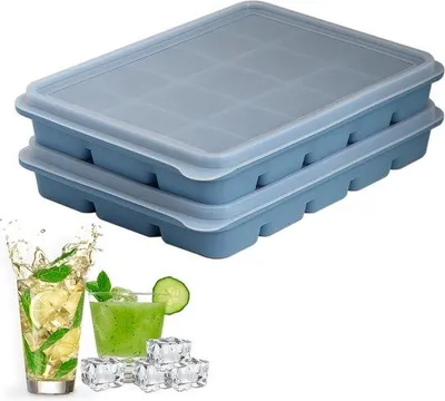 Produktbild von Famanu Silikon-Eiswürfelform mit Deckel - Set von 2