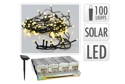 Produktbild von Solar LED Garten Girlande 100 LED 10M Weißes warmes Licht IP44