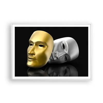 Produktbild von Gerahmtes Poster - Weißer Rahmen - Maske Theater Bühne Schauspieler - 100x70 cm - Wand Bild - Wanddeko - Wandbilder - Wandposter - Bilderrahmen - Bilder - Kunstdruck - Wandbild - P2WAA100x70-2432