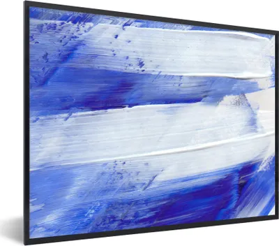 Produktbild von MuchoWow® Gerahmtes Poster Farbe - Design - Blau 80x60 cm - Poster mit Schwarzem Bilderrahmen Wandposter Rahmen Foto Bilder - Schwarzem - Mit Gestell