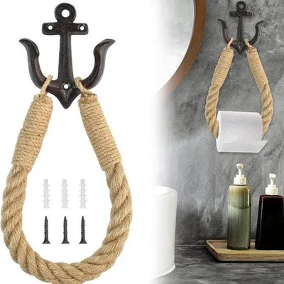 Immagine prodotto di Portarotolo da bagno vintage Famanu, in juta e corda di canapa