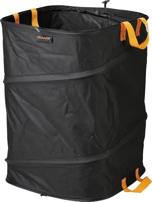 Image de Sac de jardinage ergonomique et pliable avec poignées, capacité de 175 l, hauteur 70 cm, largeur 50 cm, noir/orange