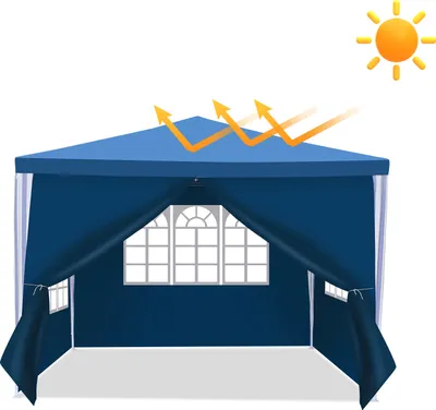 Produktbild von Faziango Partyzelt Pavillon Komplettset mit Dach, Seitenwänden, Reißverschluss & Erdnägeln 3x3m Blau