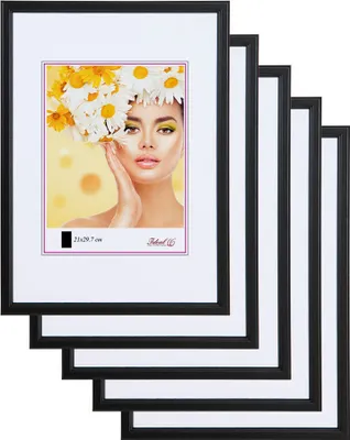 Produktbild von 3er 5er Set Holz Bilderrahmen Foto Rahmen Holzrahmen Wanddeko Collage Poster S236 - Farbe: 5er Pack Schwarz | Format: 13x18