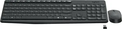 Produktbild von Logitech MK235, Volle Größe (100%), Kabellos, RF Wireless, QWERTZ, Grau, Maus enthalten