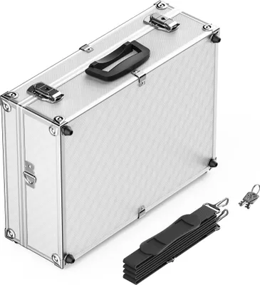 Produktbild von Wiltec Alu Universalkoffer 46x33x15,2 cm, Alubox abschließbar für Aufbewahrung und Transport von Werkzeug, Messgeräten usw., mit Griff und Tragegurt