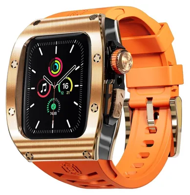 Obrázek produktu pro Pro Apple Watch Series 9 8 7 45 / SE 6 5 4 44 Silikonový kovový kryt s páskem