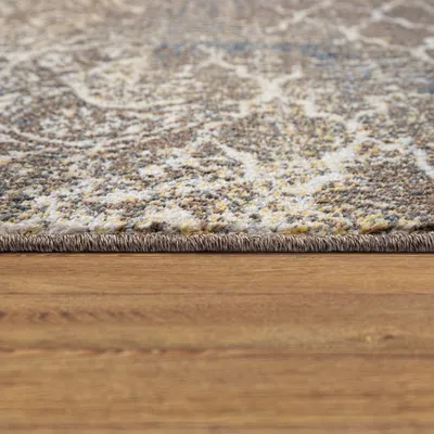 Produktbild von Teppich Wohnzimmer Vintage Design Kurzflor Mit Abstraktem Muster, Modern Braun Blau Grösse 80x150 cm